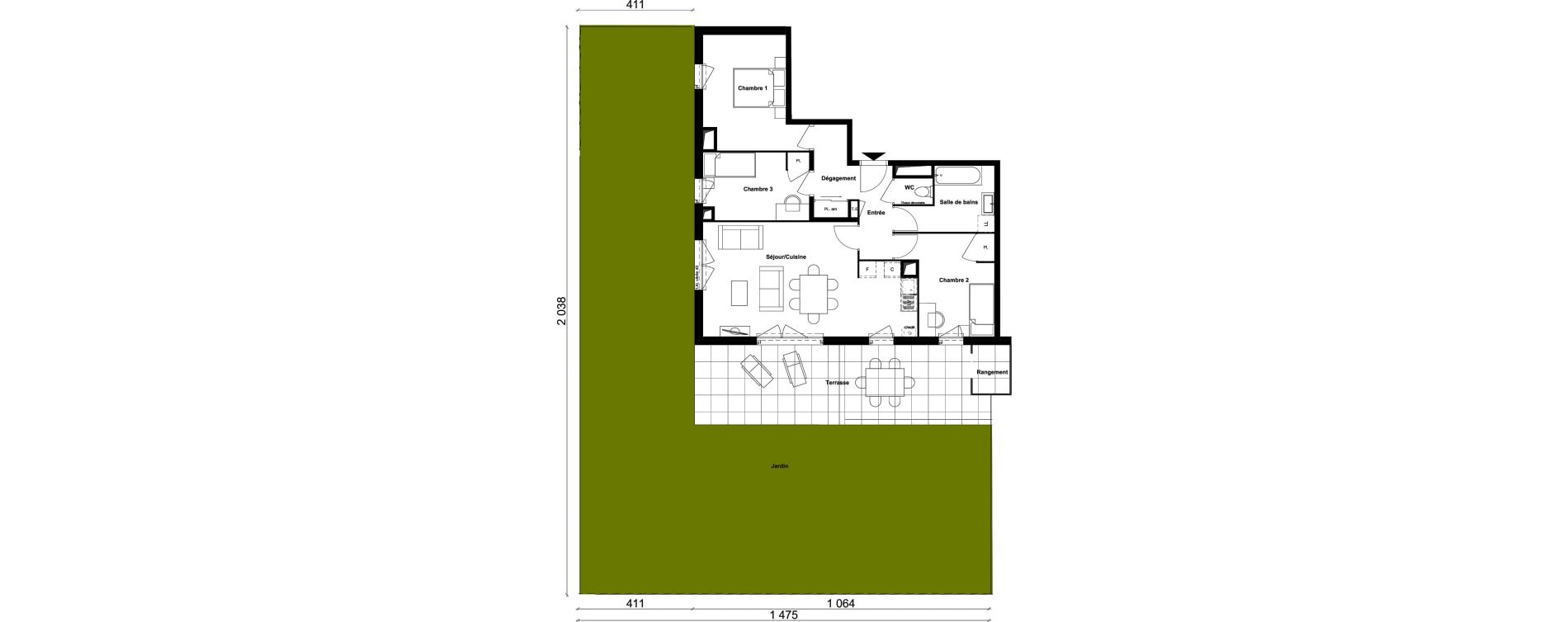 Appartement T4 de 77,69 m2 &agrave; Saint-Priest Berliet