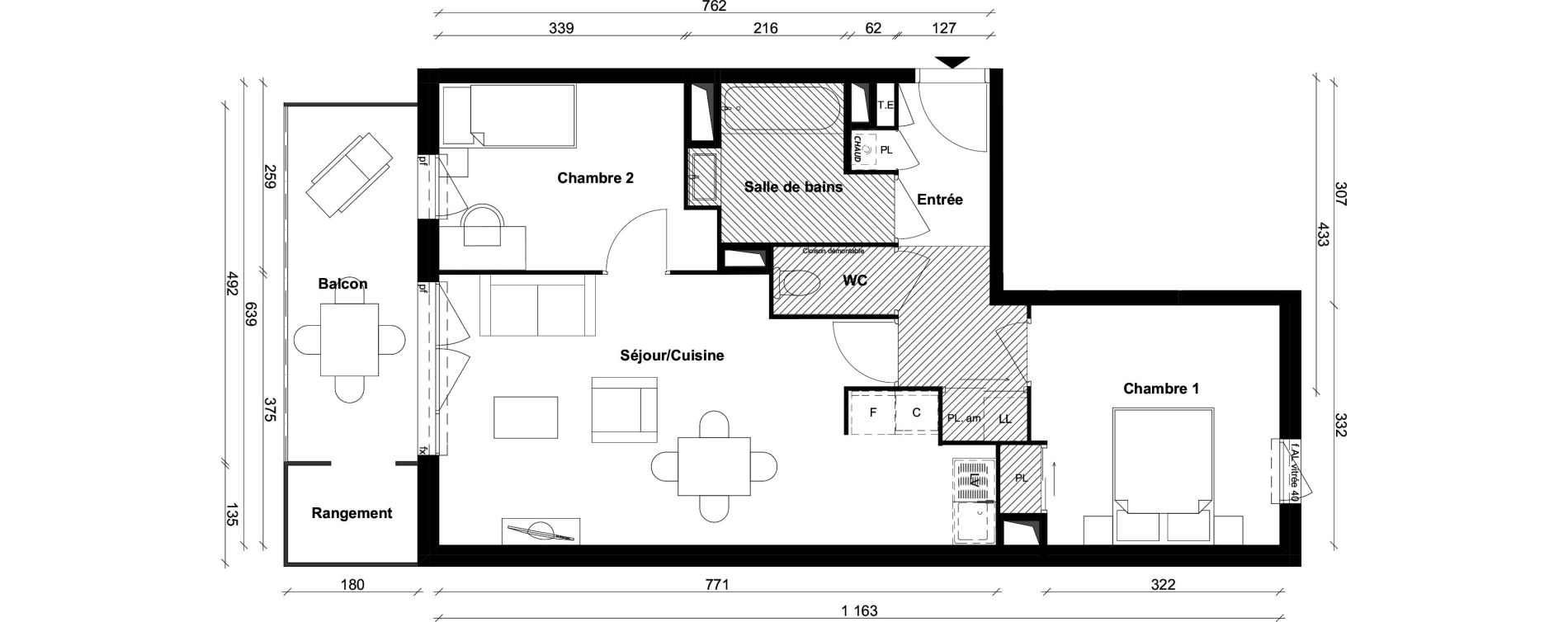 Appartement T3 de 59,44 m2 &agrave; Saint-Priest Berliet