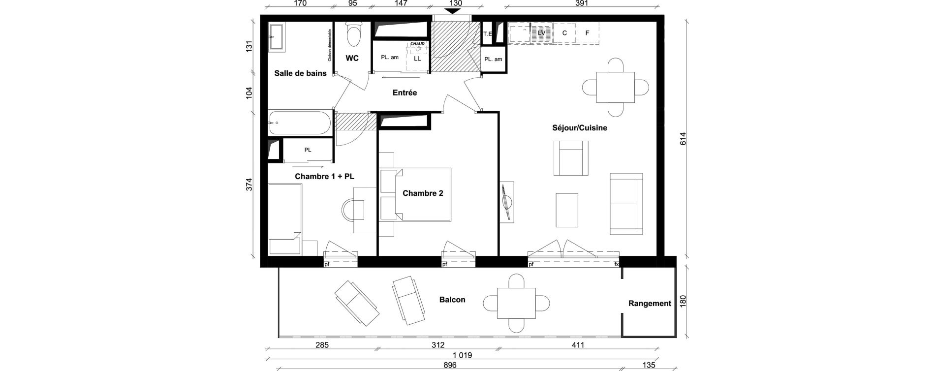 Appartement T3 de 59,33 m2 &agrave; Saint-Priest Berliet