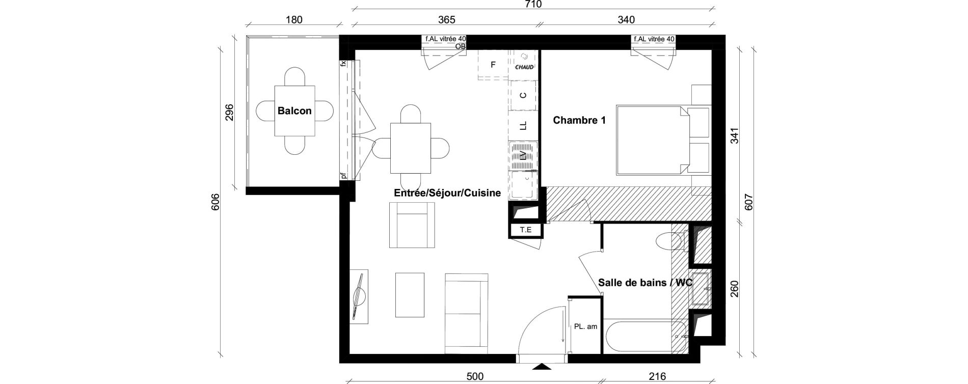 Appartement T2 de 41,50 m2 &agrave; Saint-Priest Berliet