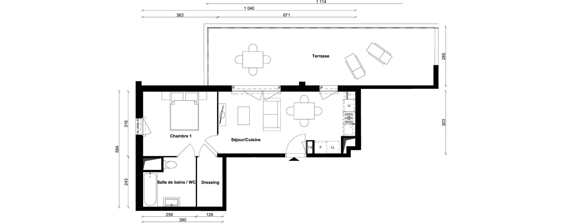 Appartement T2 de 39,64 m2 &agrave; Saint-Priest Berliet