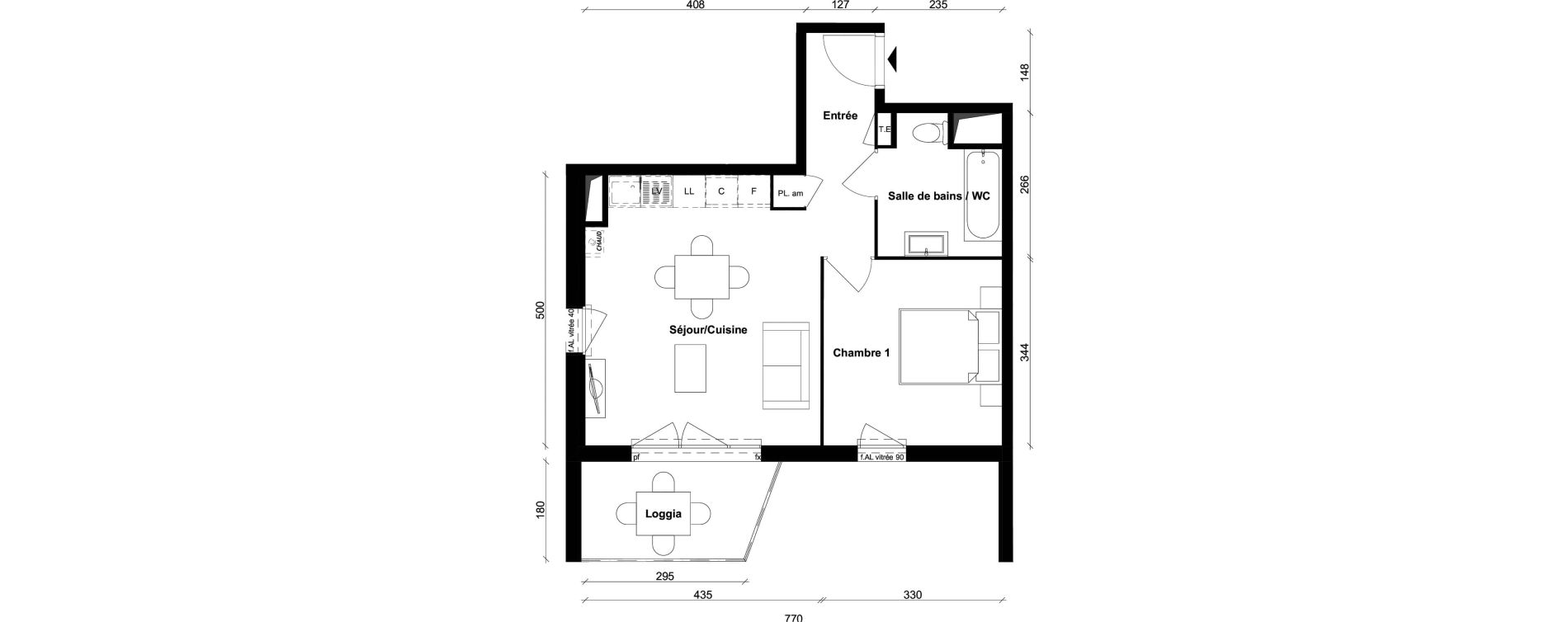 Appartement T2 de 42,66 m2 &agrave; Saint-Priest Berliet