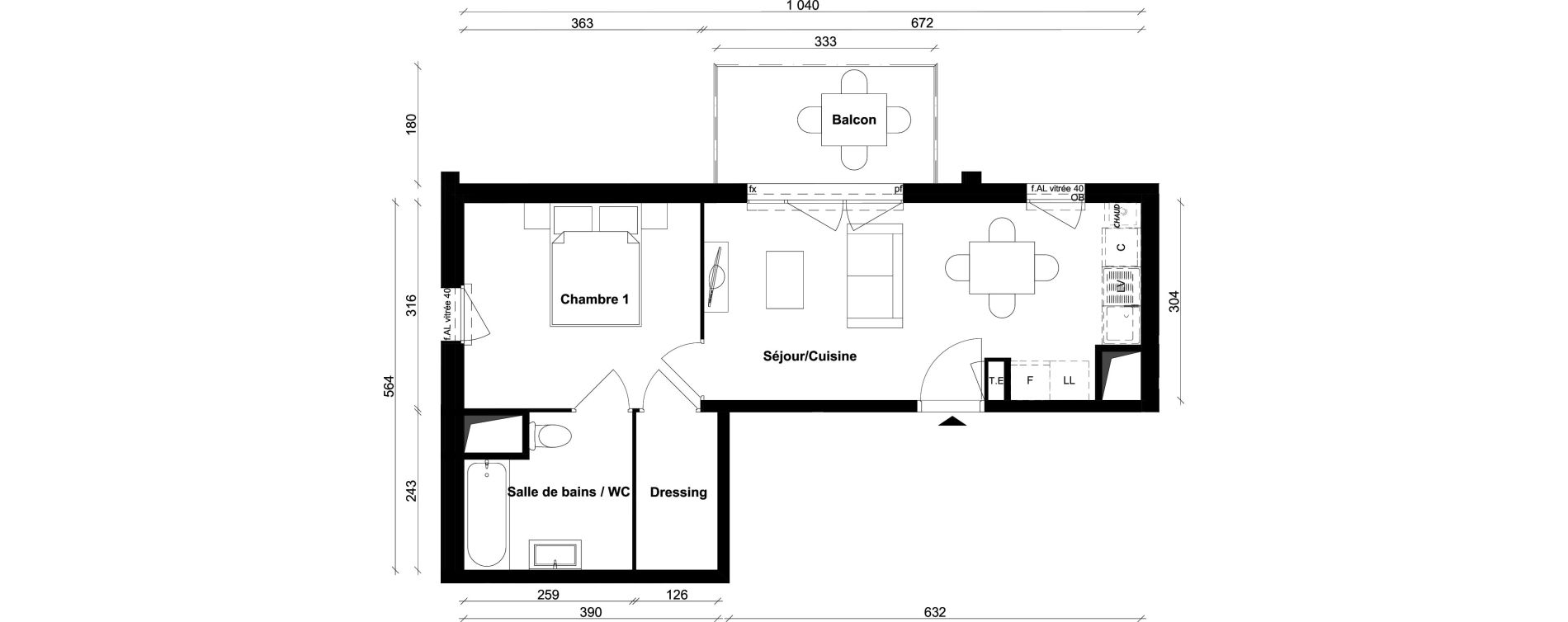 Appartement T2 de 39,64 m2 &agrave; Saint-Priest Berliet