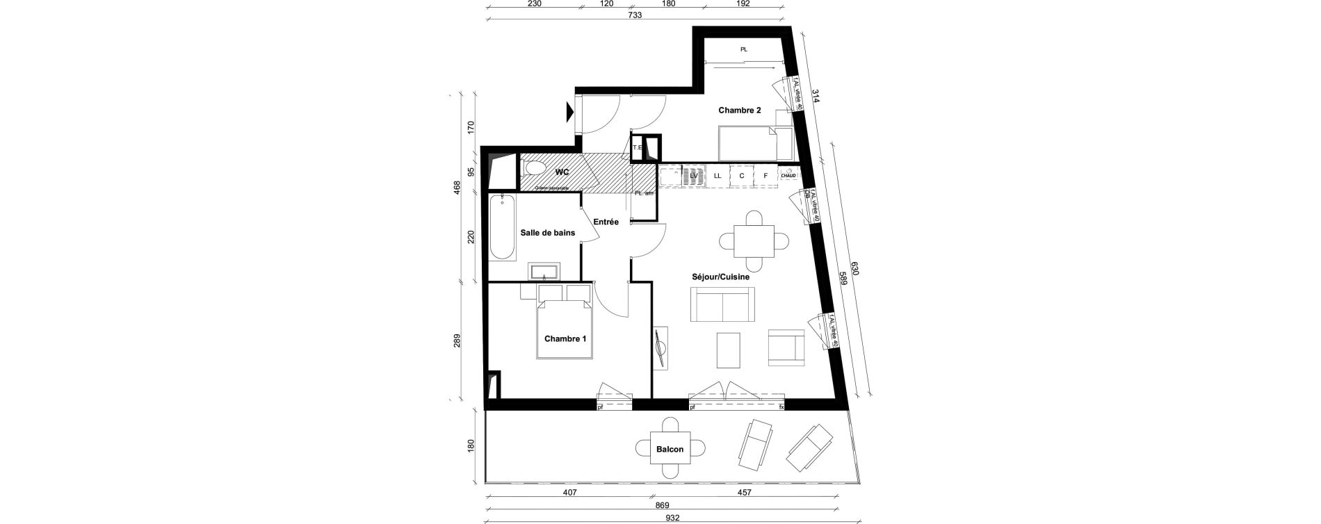 Appartement T3 de 58,61 m2 &agrave; Saint-Priest Berliet