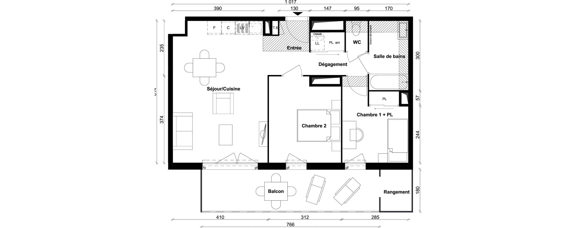 Appartement T3 de 58,98 m2 &agrave; Saint-Priest Berliet