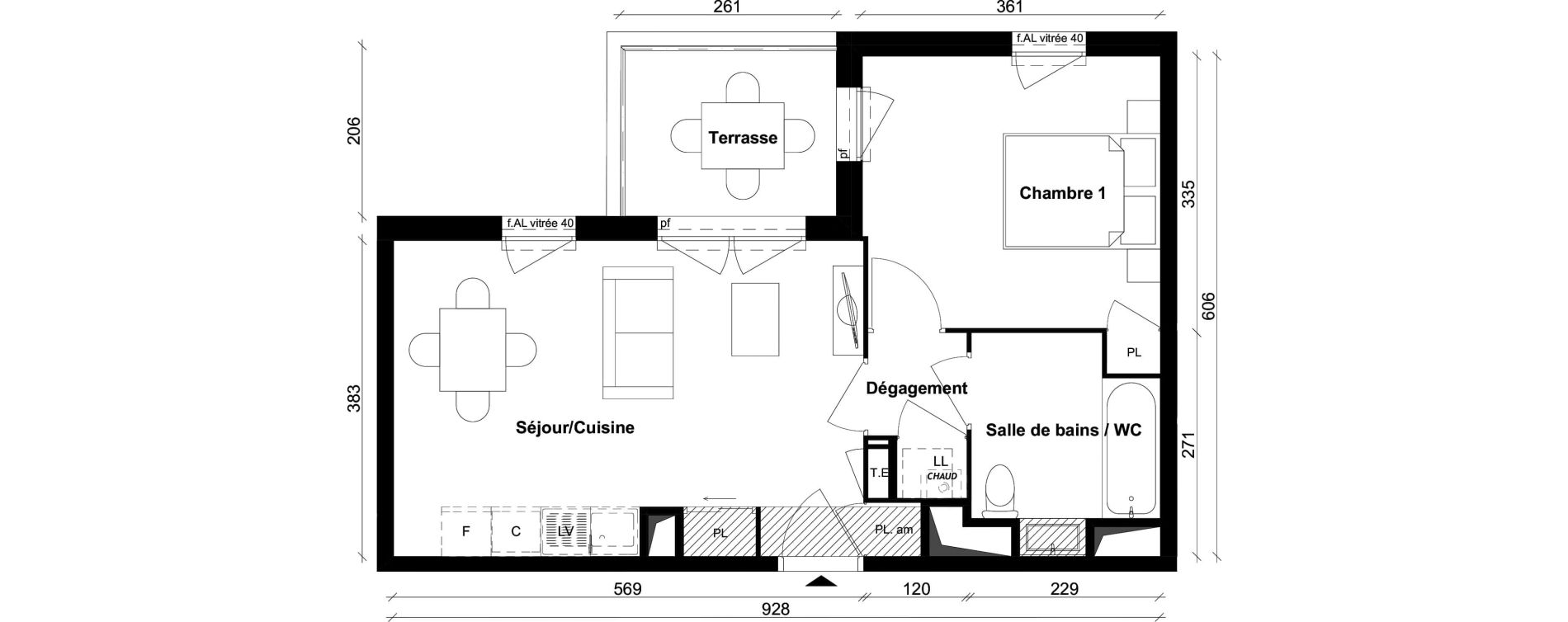 Appartement T2 de 41,29 m2 &agrave; Saint-Priest Berliet