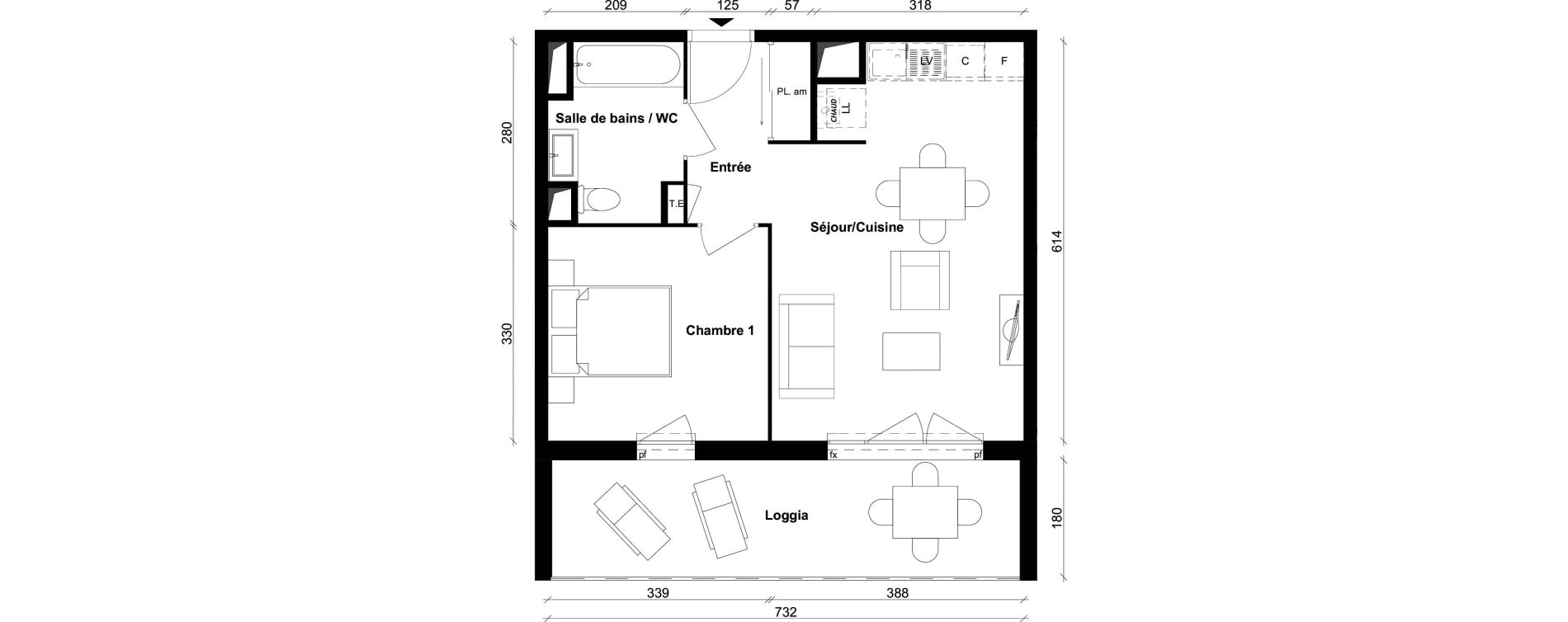 Appartement T2 de 42,91 m2 &agrave; Saint-Priest Berliet