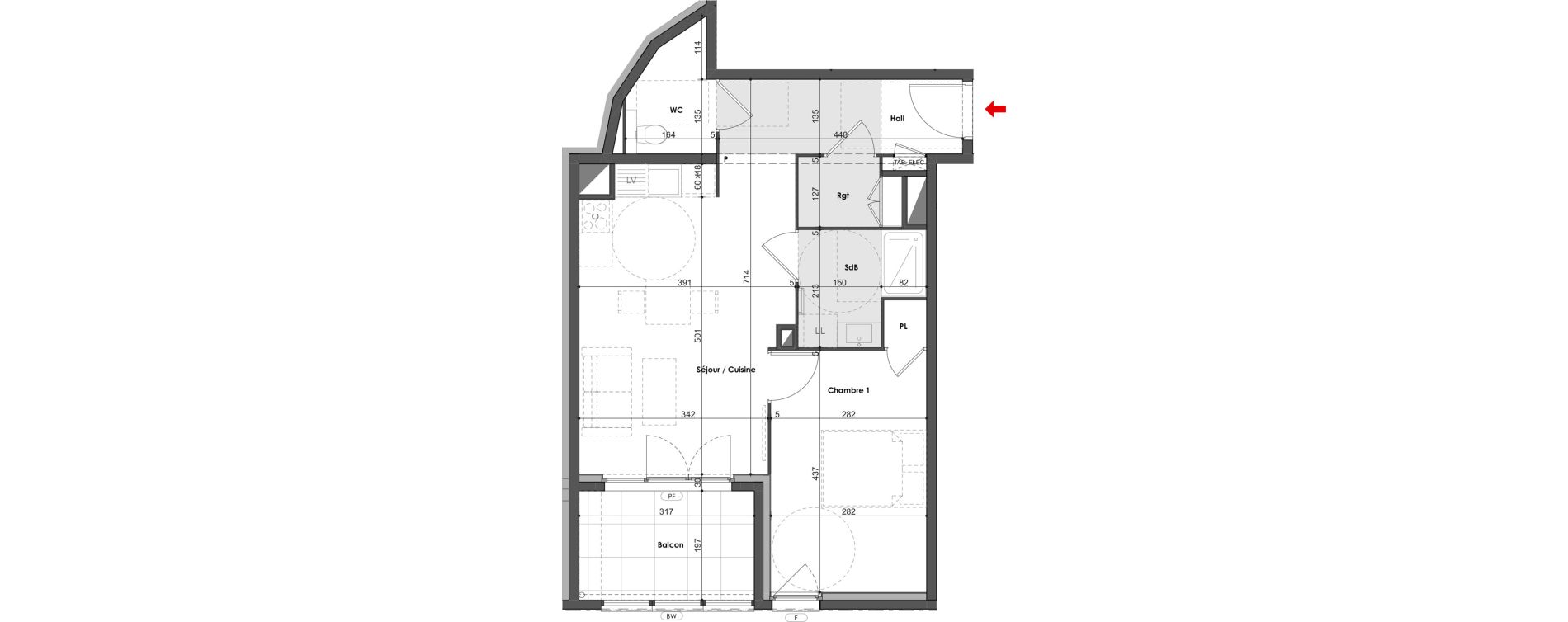 Appartement T2 de 48,69 m2 &agrave; Saint-Priest Village