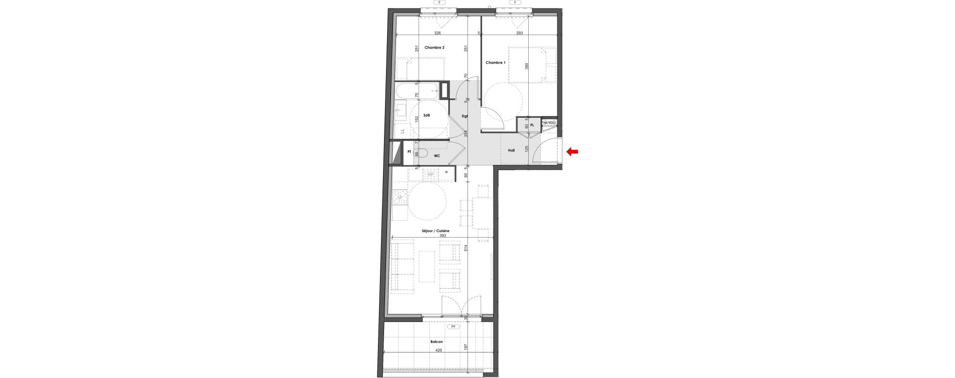 Appartement T3 de 57,43 m2 &agrave; Saint-Priest Village