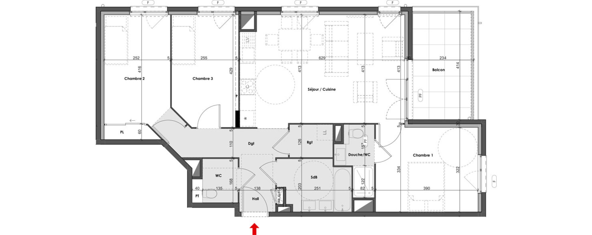 Appartement T4 de 81,63 m2 &agrave; Saint-Priest Village