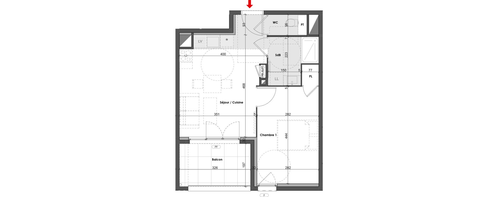 Appartement T2 de 37,06 m2 &agrave; Saint-Priest Village