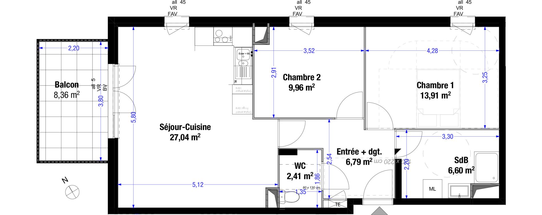 Appartement T3 de 66,71 m2 &agrave; Saint-Priest Colette - plaine de sayte
