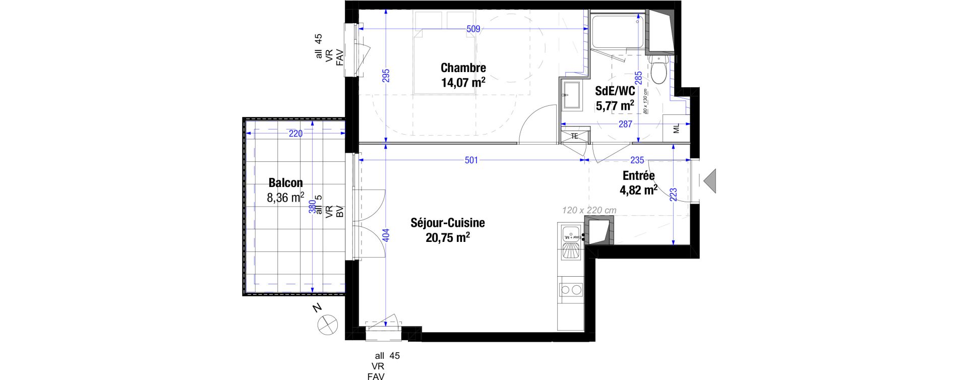 Appartement T2 de 45,41 m2 &agrave; Saint-Priest Colette - plaine de sayte