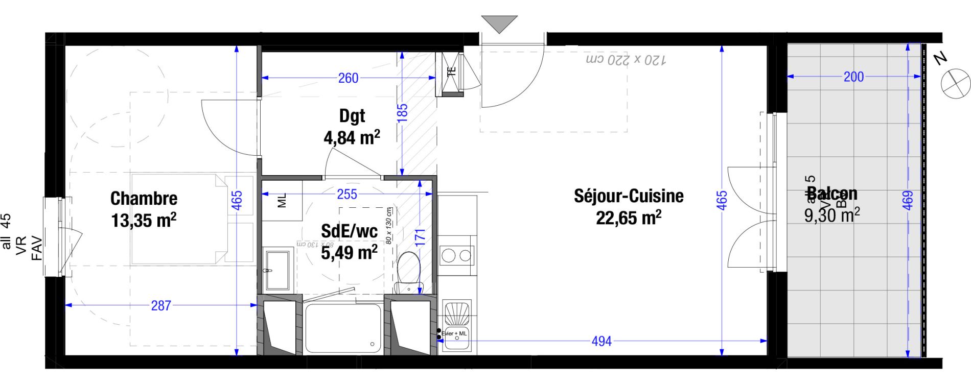 Appartement T2 de 46,33 m2 &agrave; Saint-Priest Colette - plaine de sayte