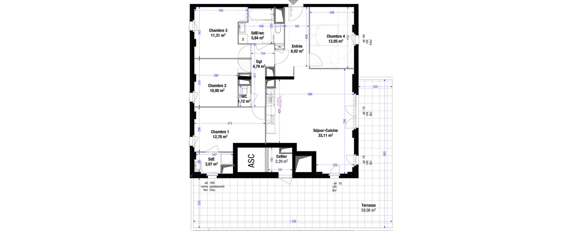 Appartement T5 de 102,01 m2 &agrave; Saint-Priest Colette - plaine de sayte