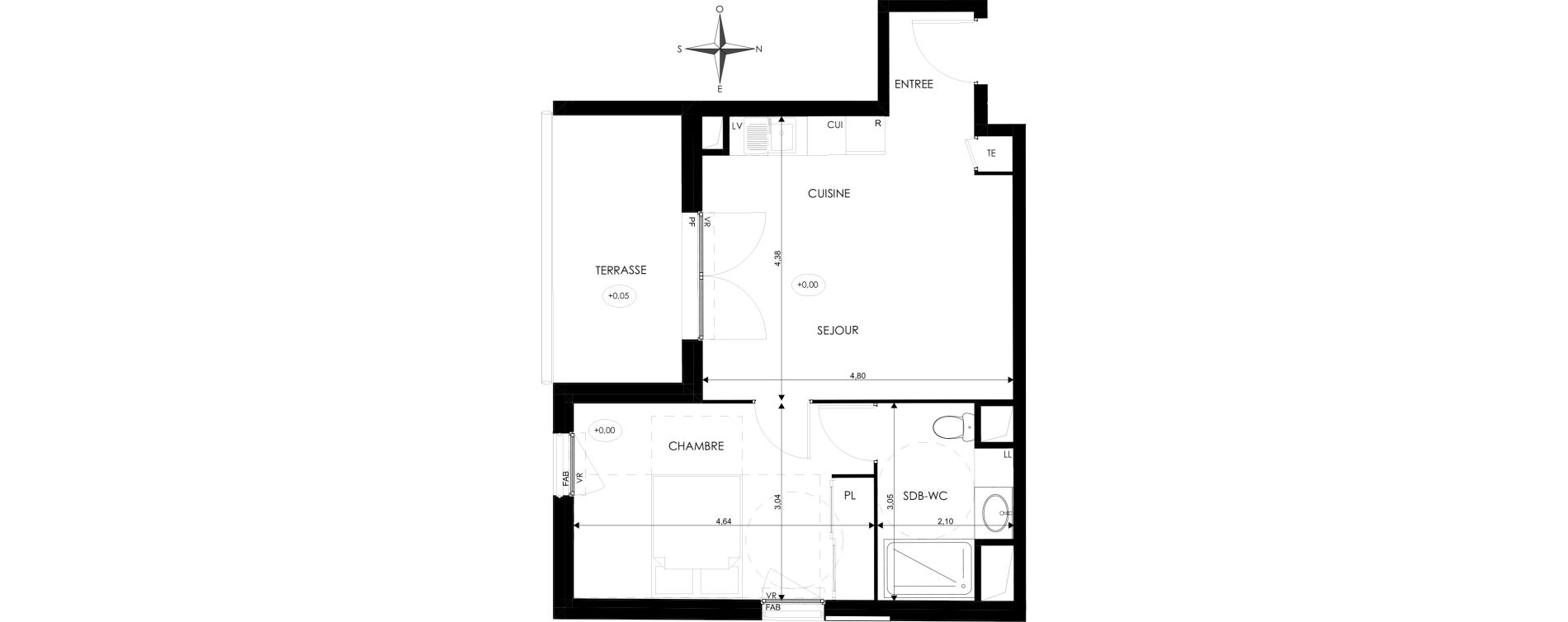 Appartement T2 de 41,75 m2 &agrave; Saint-Priest Revaison
