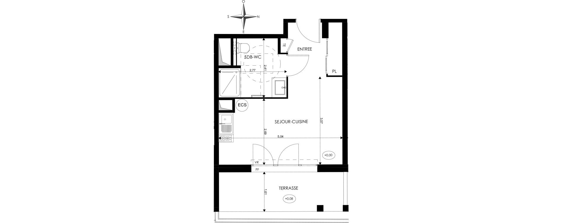 Appartement T1 de 25,43 m2 &agrave; Saint-Priest Revaison