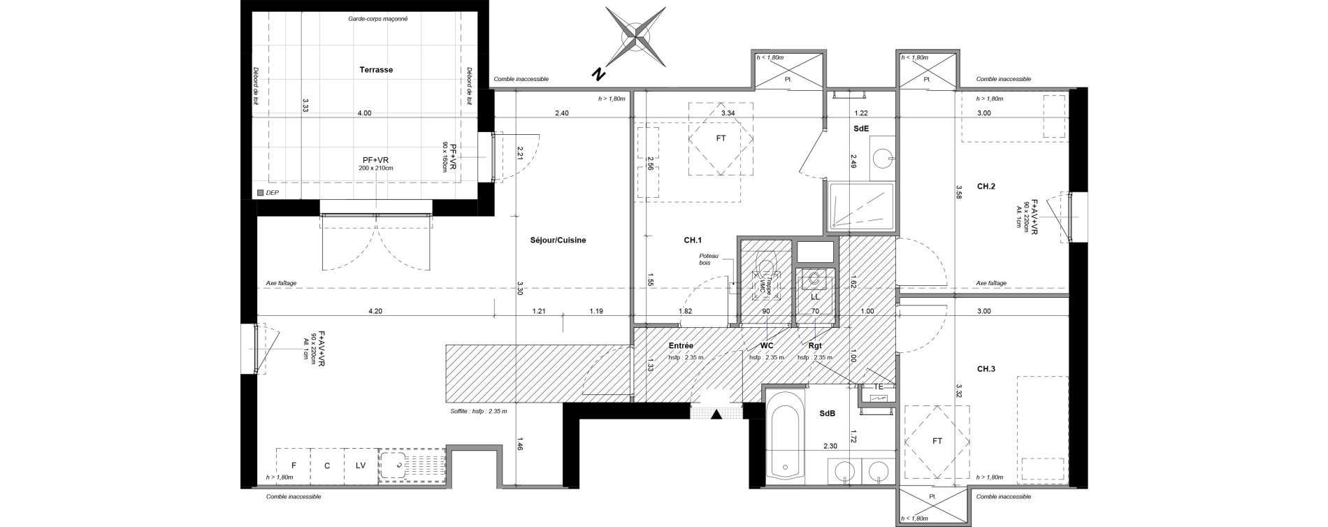 Appartement T4 de 82,38 m2 &agrave; Saint-Priest La cordi&egrave;re