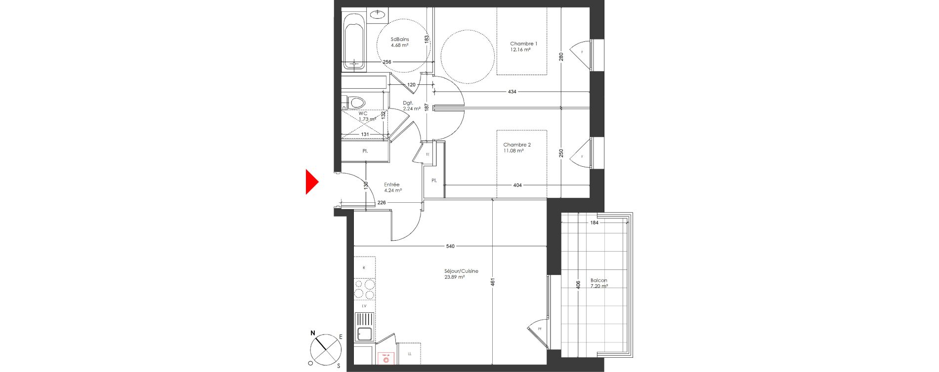 Appartement T3 de 60,02 m2 &agrave; Saint-Priest Les ilots verts