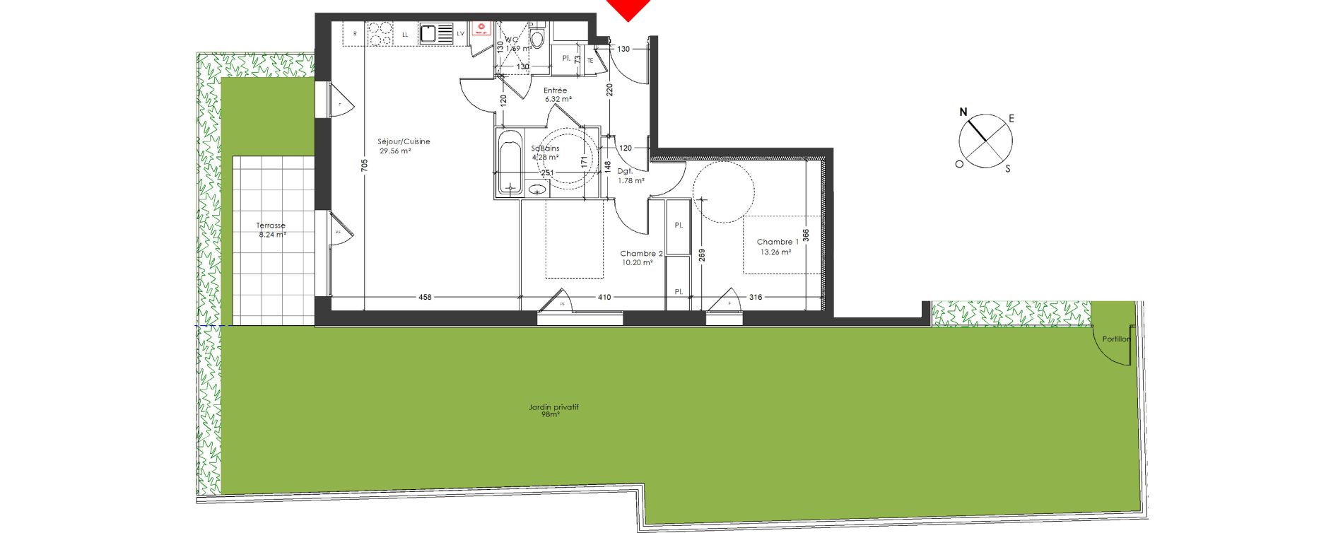 Appartement T3 de 67,09 m2 &agrave; Saint-Priest Les ilots verts