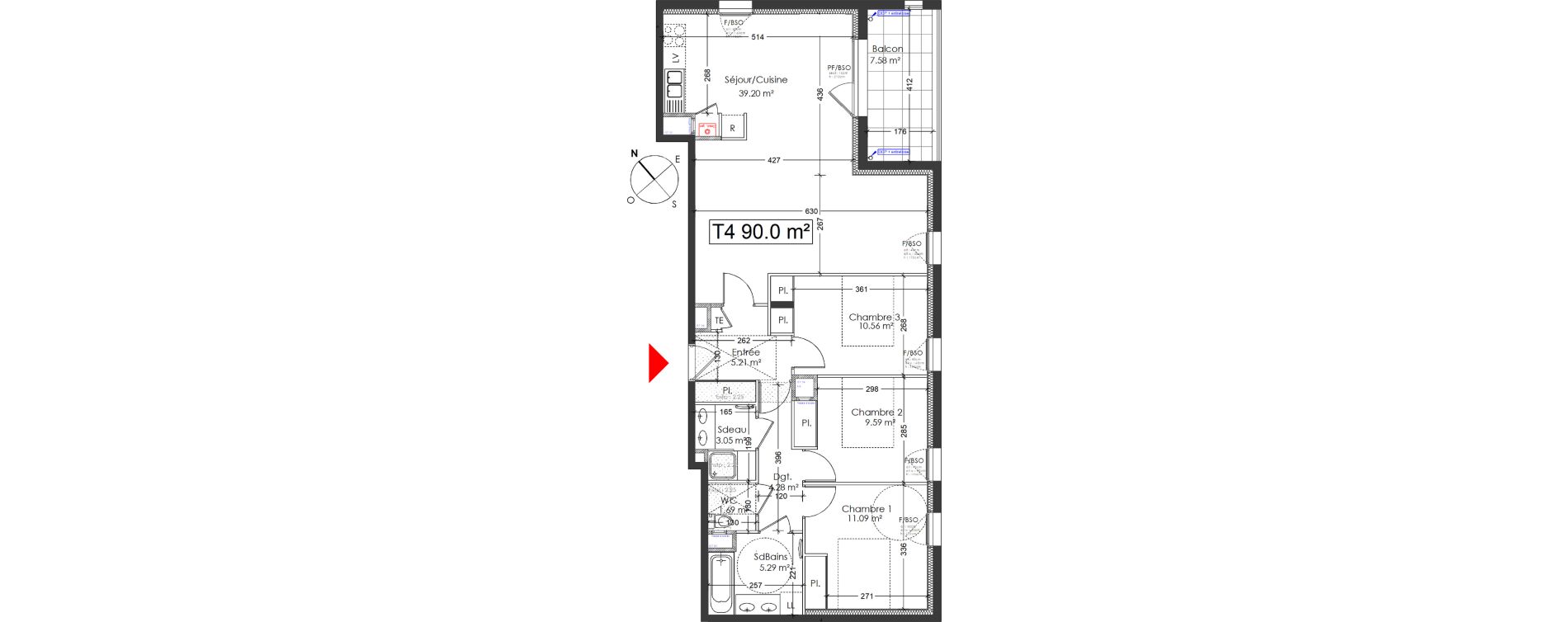 Appartement T4 de 89,96 m2 &agrave; Saint-Priest Les ilots verts