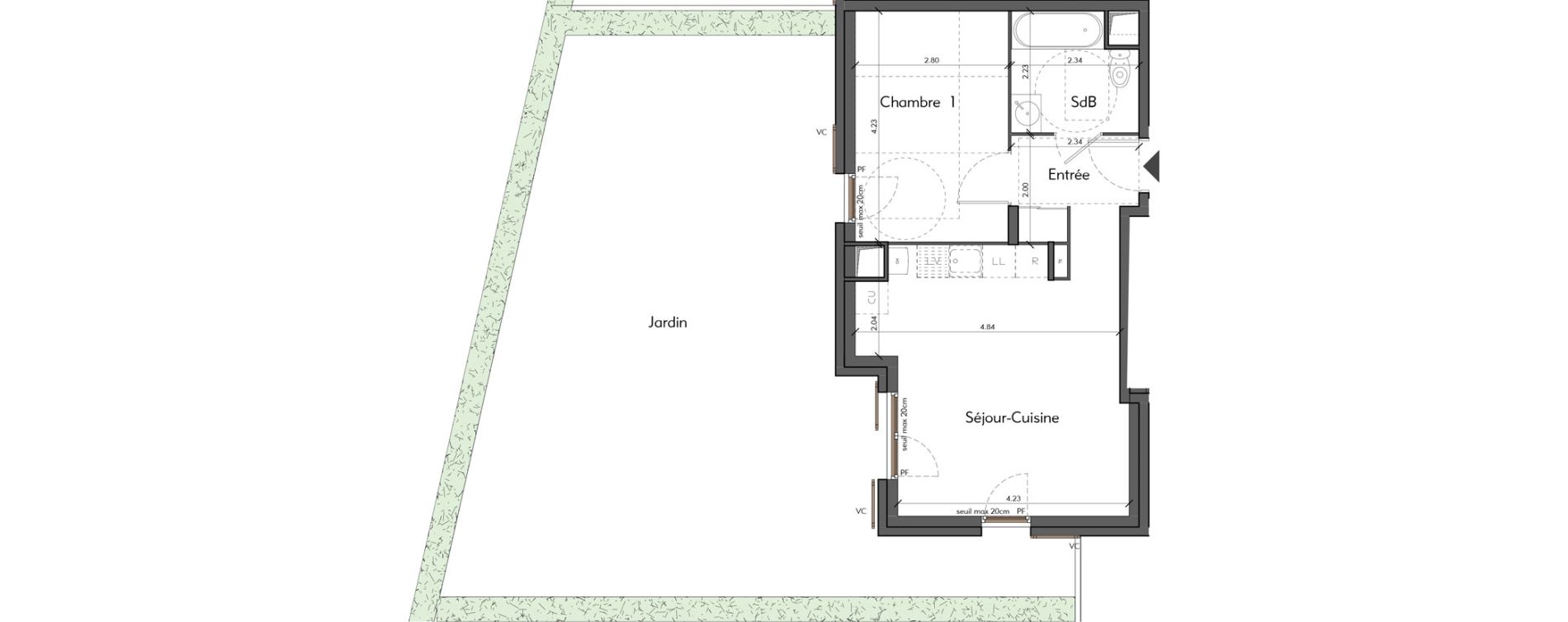 Appartement T2 de 42,36 m2 &agrave; Saint-Romain-Au-Mont-D'Or Centre