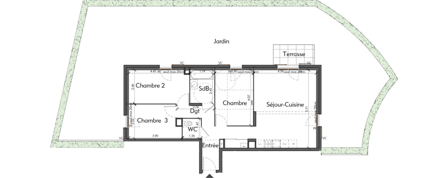 Appartement T4 de 74,43 m2 &agrave; Saint-Romain-Au-Mont-D'Or Centre