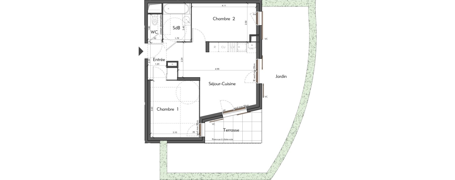 Appartement T2 de 50,08 m2 &agrave; Saint-Romain-Au-Mont-D'Or Centre