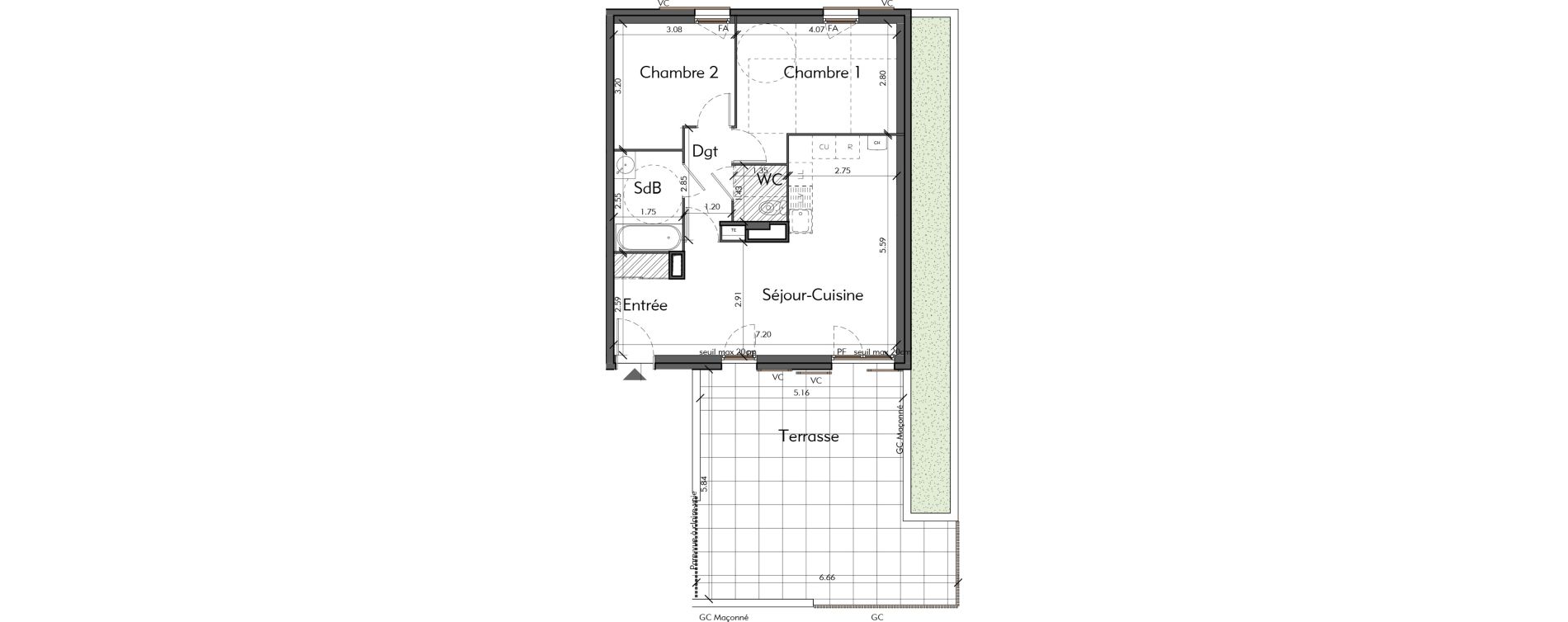 Appartement T3 de 58,58 m2 &agrave; Saint-Romain-Au-Mont-D'Or Centre