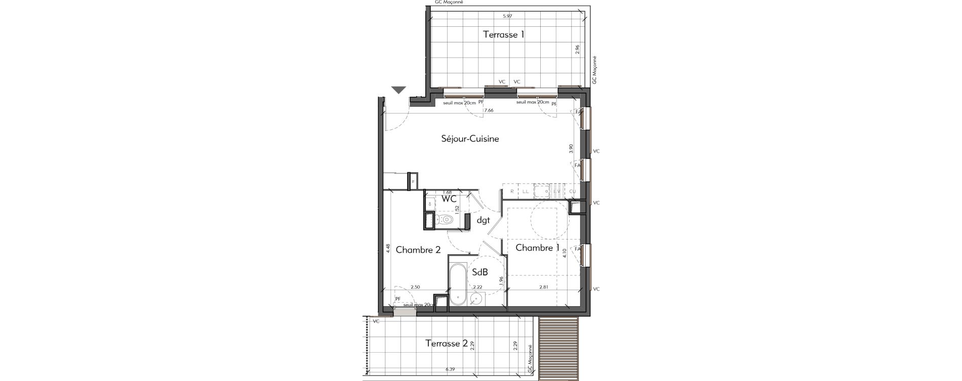 Appartement T3 de 58,52 m2 &agrave; Saint-Romain-Au-Mont-D'Or Centre