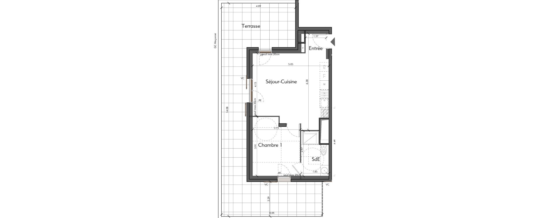 Appartement T2 de 41,07 m2 &agrave; Saint-Romain-Au-Mont-D'Or Centre