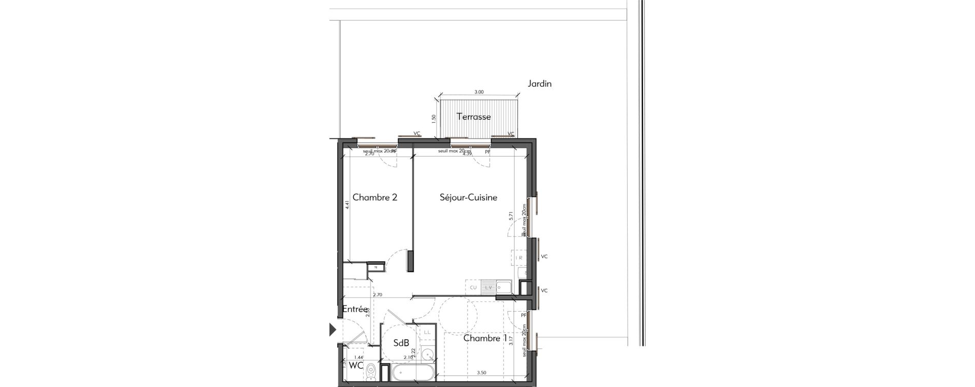 Appartement T3 de 62,68 m2 &agrave; Saint-Romain-Au-Mont-D'Or Centre