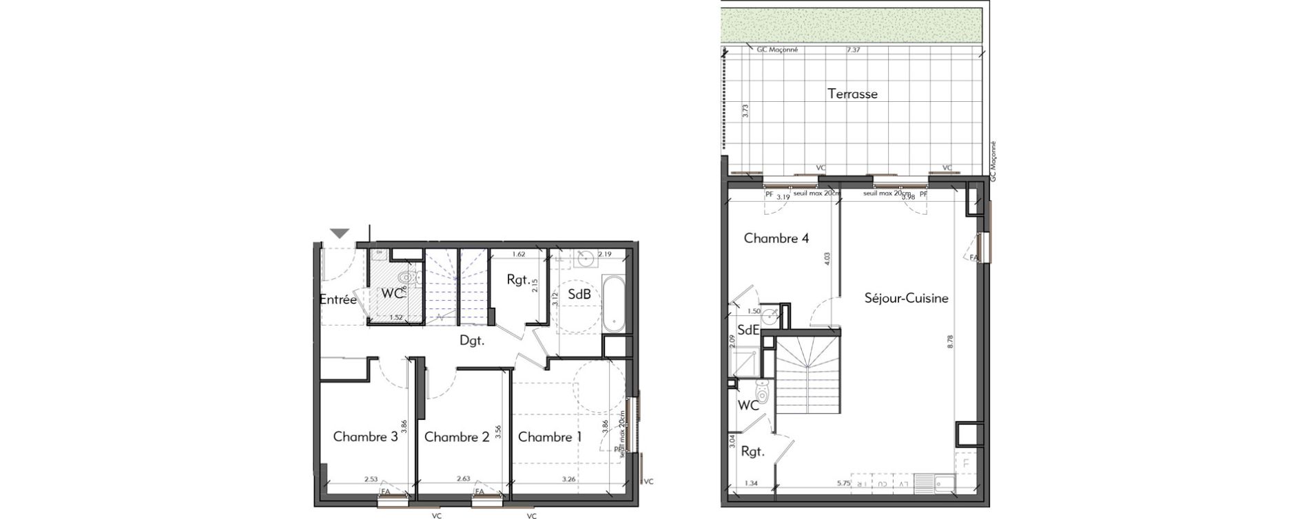 Duplex T5 de 110,27 m2 &agrave; Saint-Romain-Au-Mont-D'Or Centre