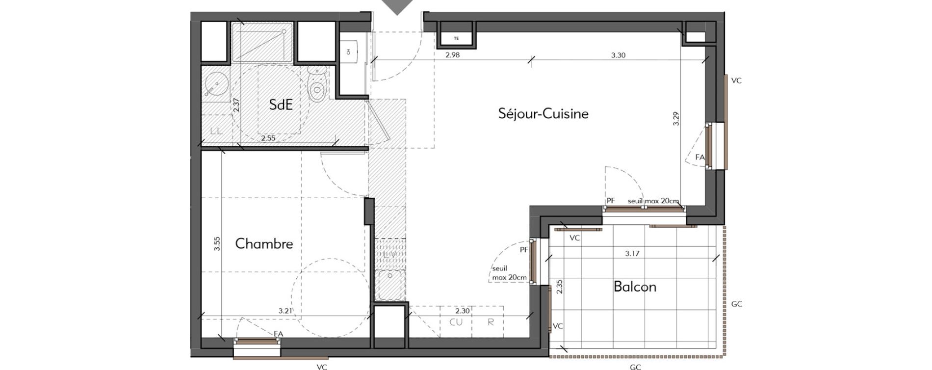 Appartement T2 de 44,90 m2 &agrave; Saint-Romain-Au-Mont-D'Or Centre