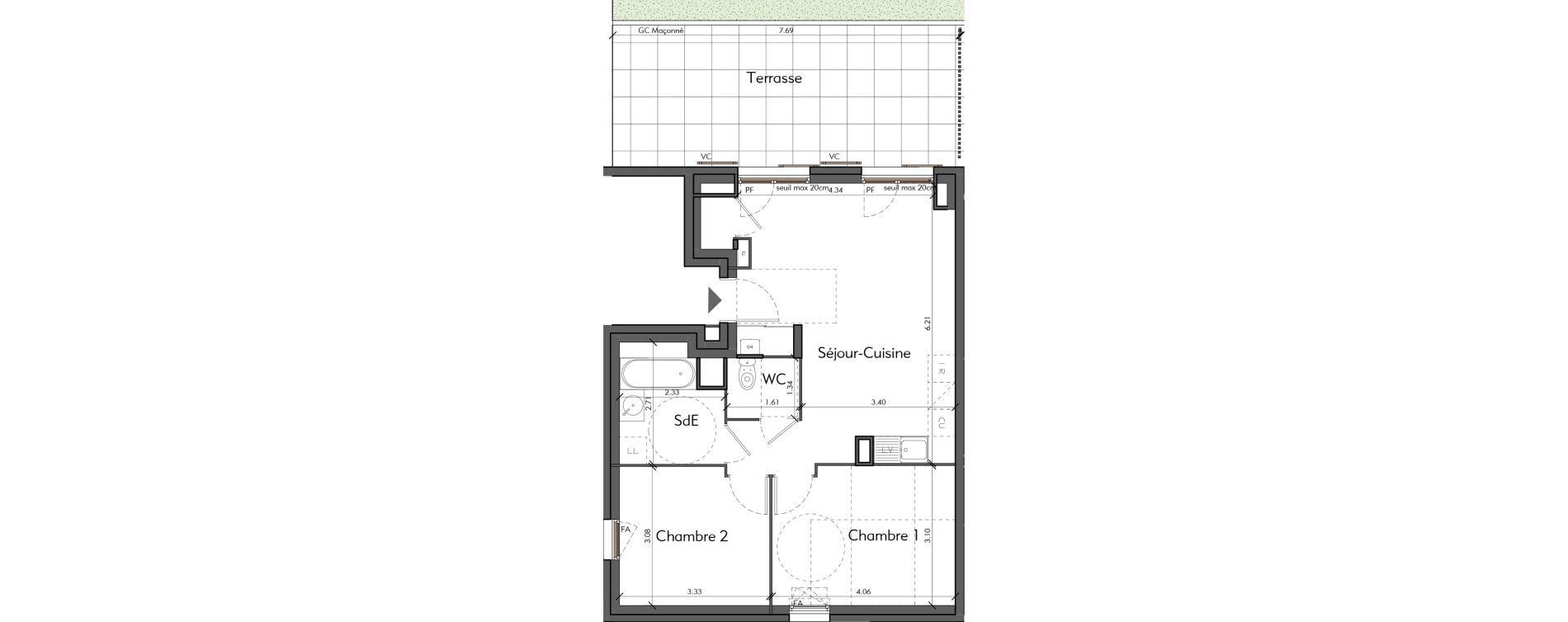 Appartement T3 de 58,39 m2 &agrave; Saint-Romain-Au-Mont-D'Or Centre