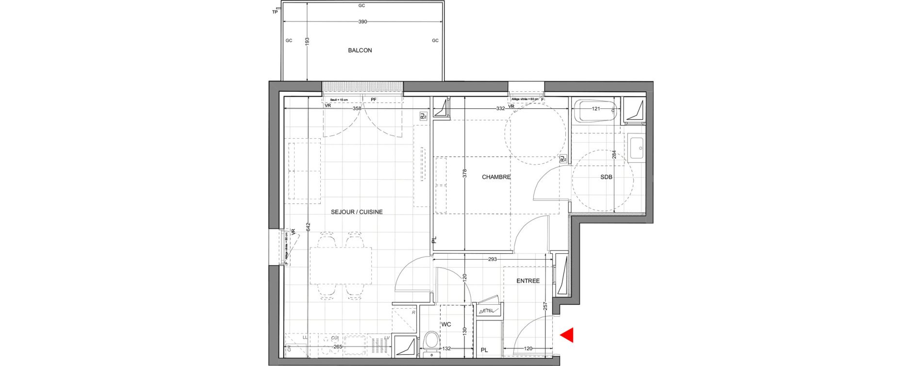 Appartement T2 de 46,66 m2 &agrave; Sainte-Foy-L'Argenti&egrave;re Centre
