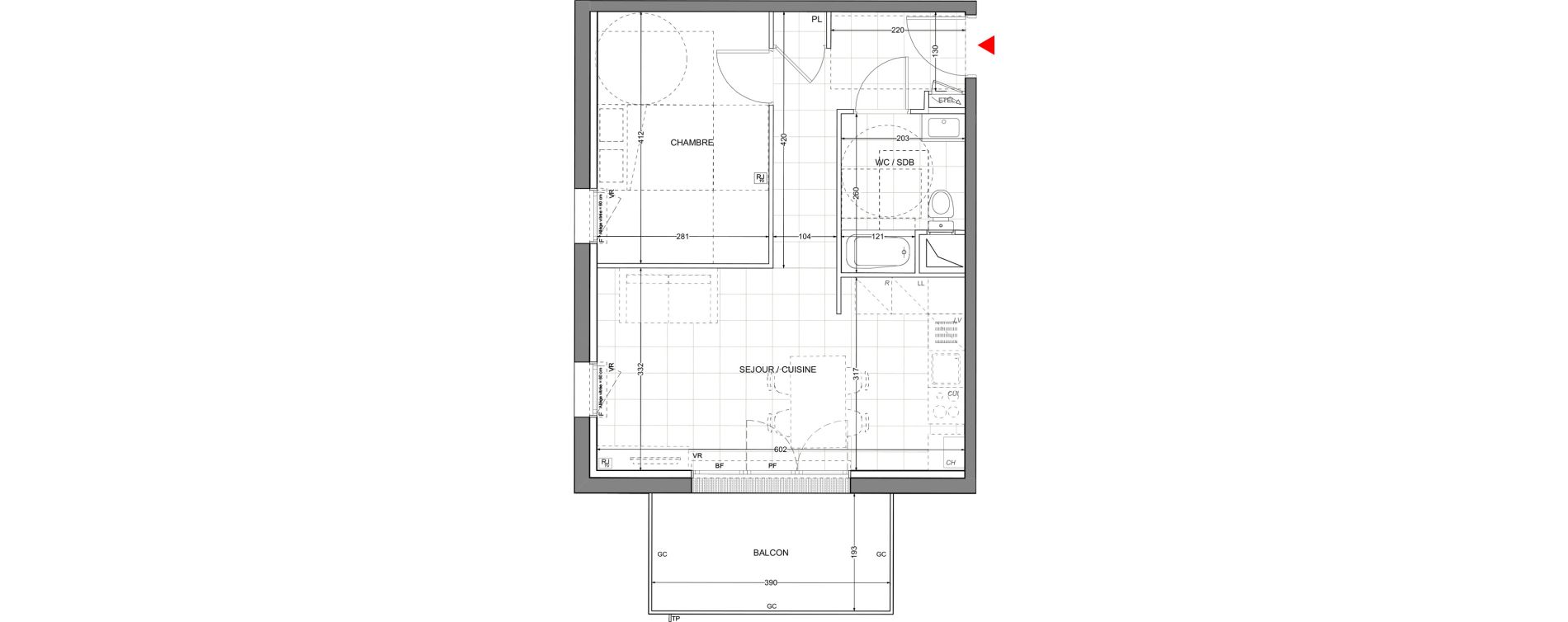 Appartement T2 de 43,36 m2 &agrave; Sainte-Foy-L'Argenti&egrave;re Centre