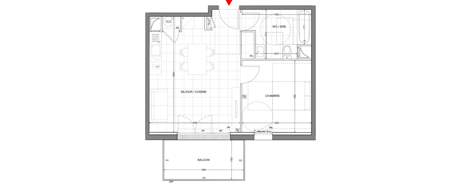 Appartement T2 de 44,44 m2 &agrave; Sainte-Foy-L'Argenti&egrave;re Centre