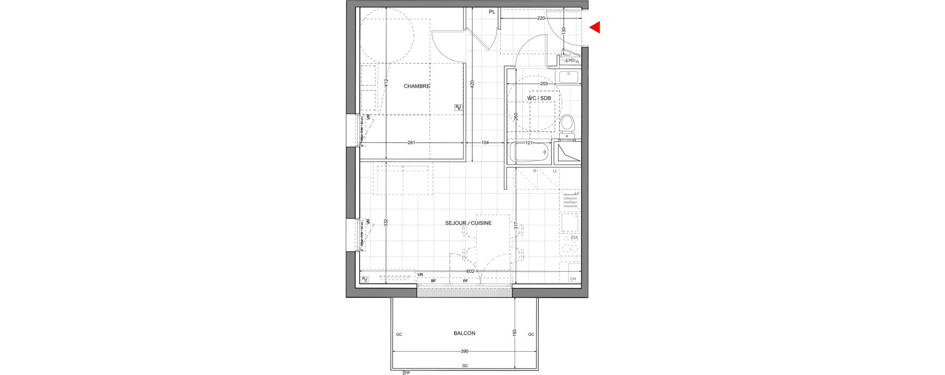 Appartement T2 de 43,36 m2 &agrave; Sainte-Foy-L'Argenti&egrave;re Centre