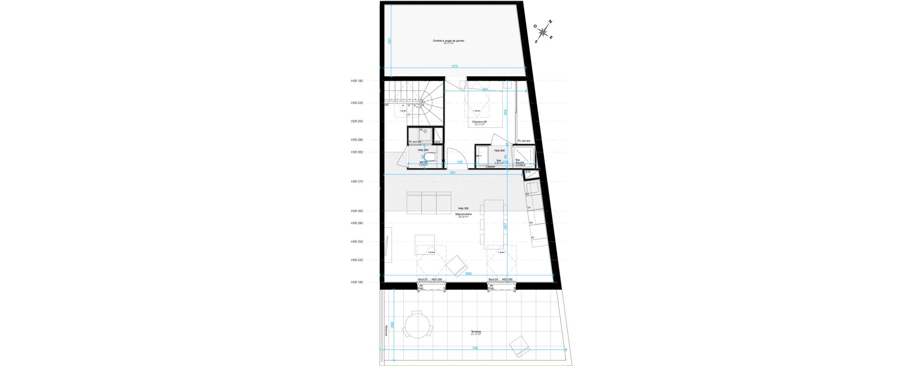 Duplex T4 de 87,45 m2 &agrave; Sainte-Foy-L&egrave;s-Lyon Chantegrillet