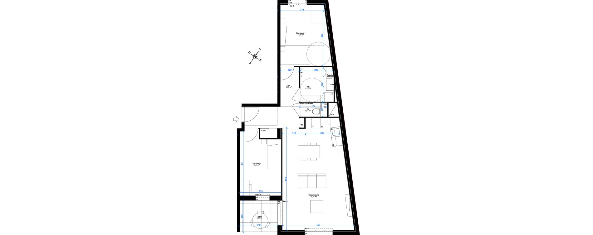 Appartement T3 de 65,56 m2 &agrave; Sainte-Foy-L&egrave;s-Lyon Chantegrillet