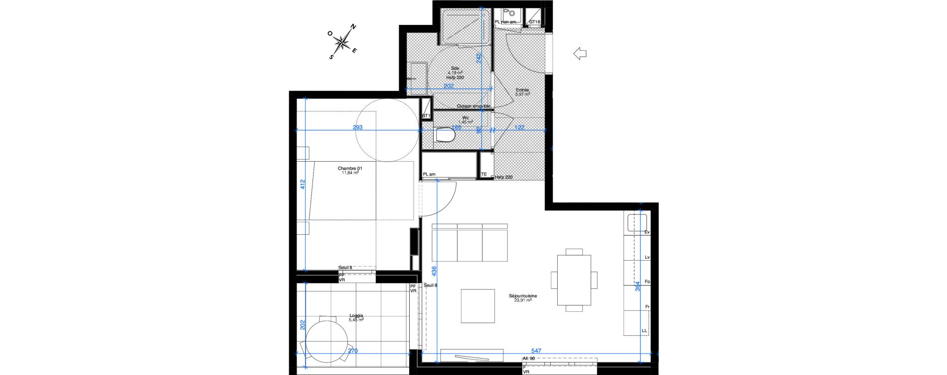 Appartement T2 de 45,36 m2 &agrave; Sainte-Foy-L&egrave;s-Lyon Chantegrillet