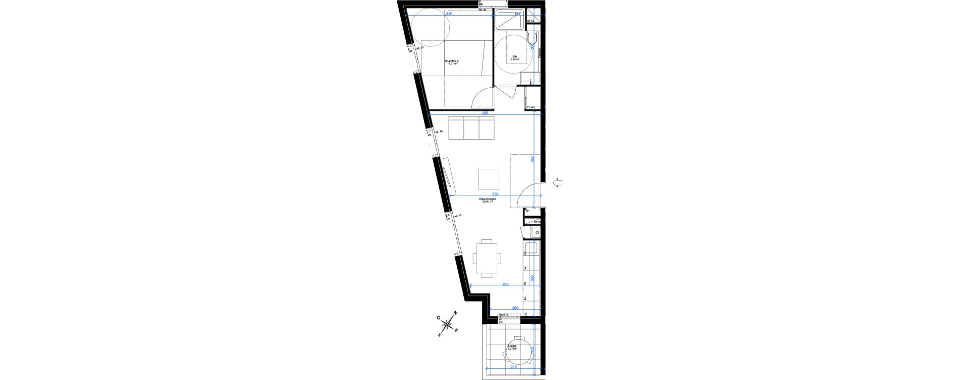 Appartement T2 de 45,97 m2 &agrave; Sainte-Foy-L&egrave;s-Lyon Chantegrillet