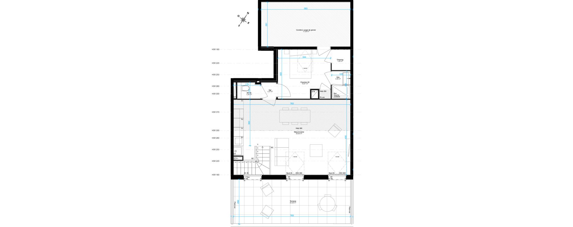 Duplex T4 de 93,13 m2 &agrave; Sainte-Foy-L&egrave;s-Lyon Chantegrillet