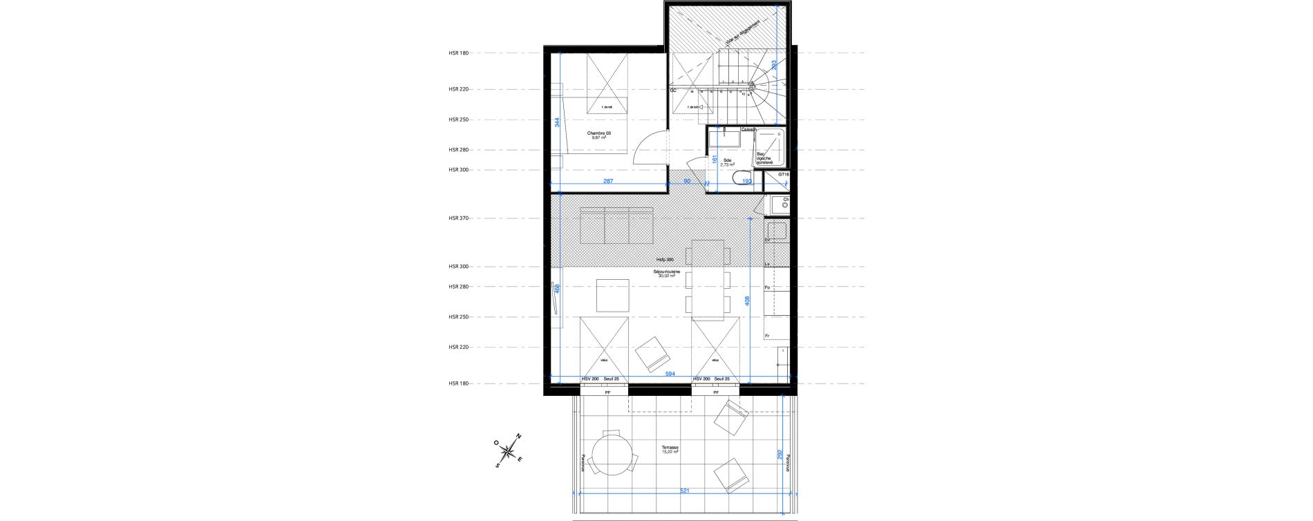 Duplex T4 de 84,12 m2 &agrave; Sainte-Foy-L&egrave;s-Lyon Chantegrillet