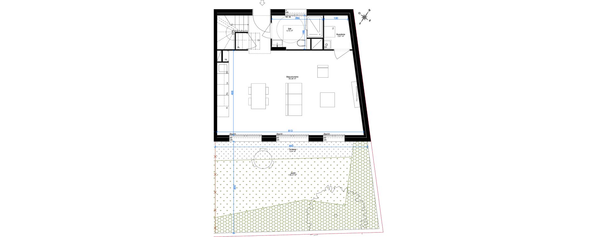 Duplex T4 de 91,65 m2 &agrave; Sainte-Foy-L&egrave;s-Lyon Chantegrillet