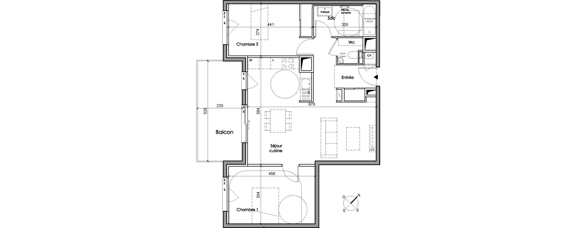 Appartement T3 de 70,00 m2 &agrave; Sainte-Foy-L&egrave;s-Lyon Centre