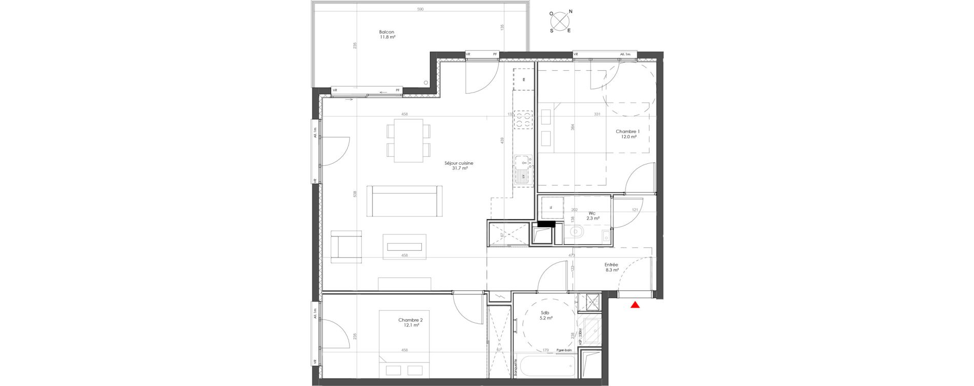 Appartement T3 de 71,70 m2 &agrave; Sainte-Foy-L&egrave;s-Lyon Centre