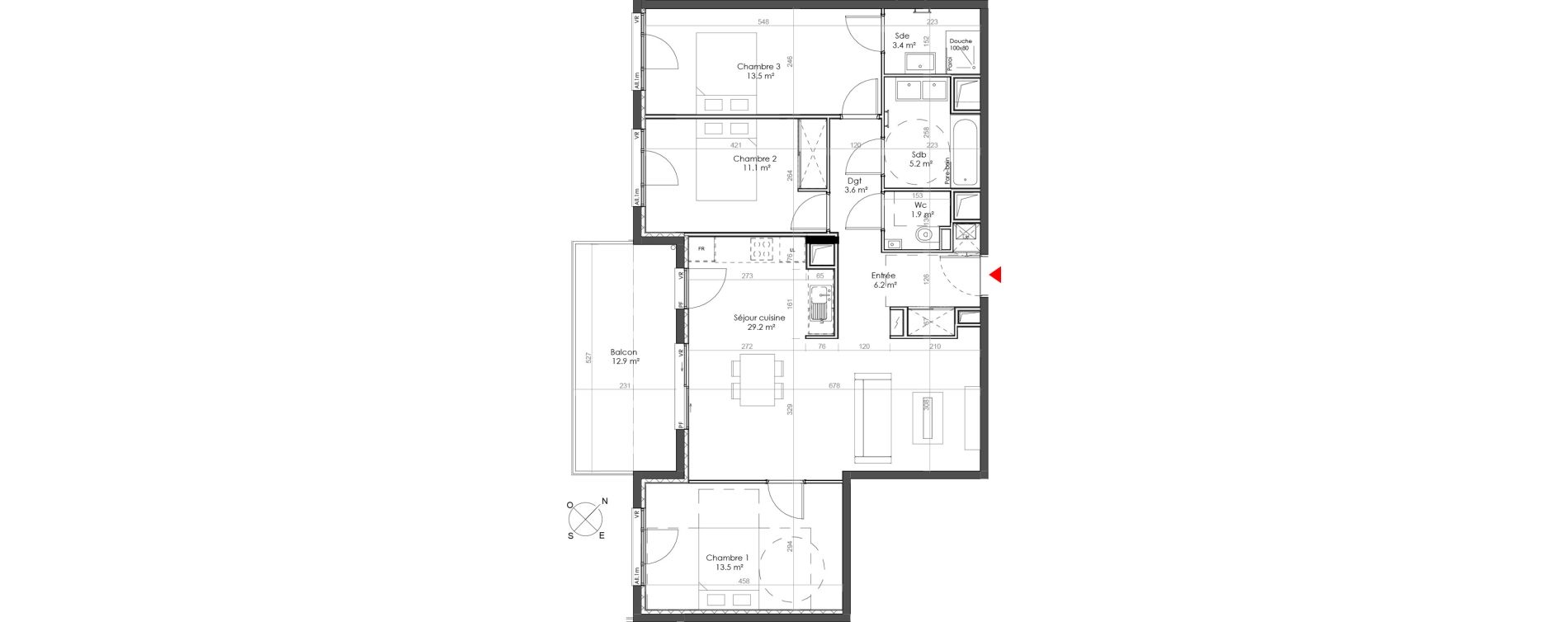 Appartement T4 de 87,60 m2 &agrave; Sainte-Foy-L&egrave;s-Lyon Centre