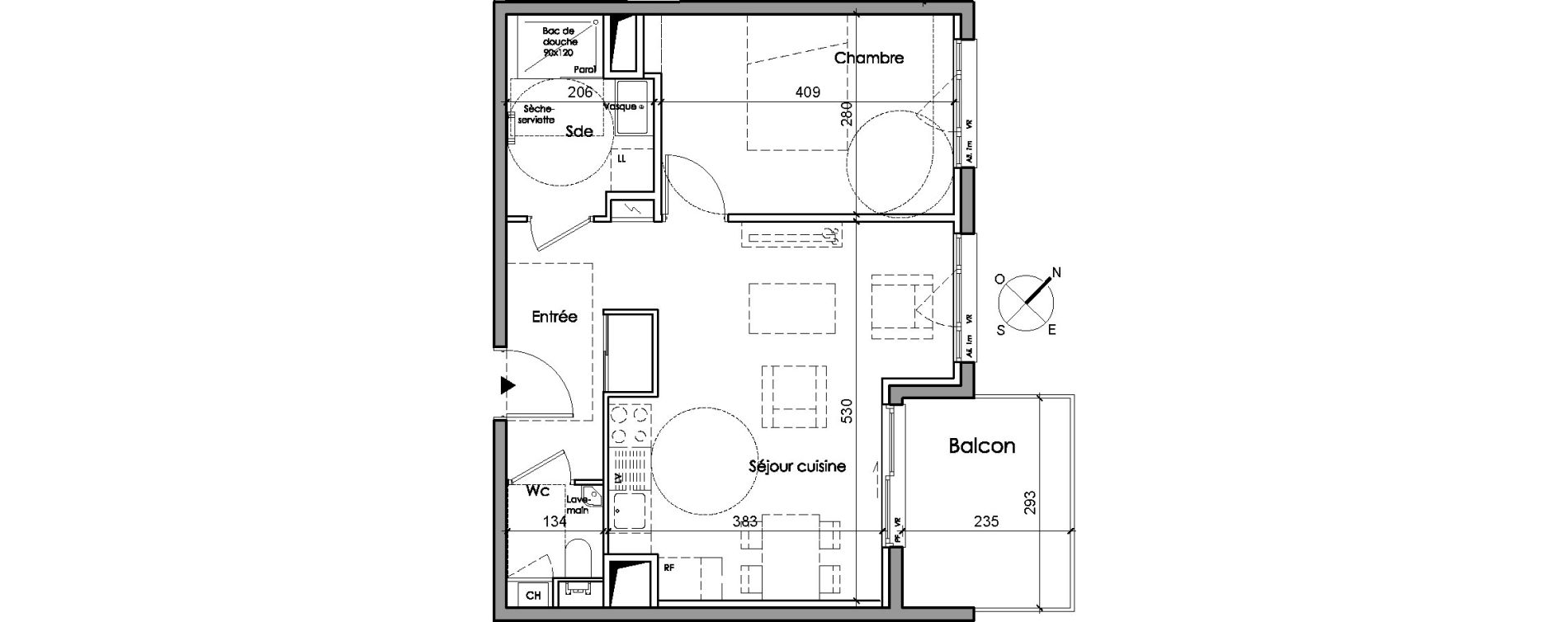 Appartement T2 de 45,60 m2 &agrave; Sainte-Foy-L&egrave;s-Lyon Centre